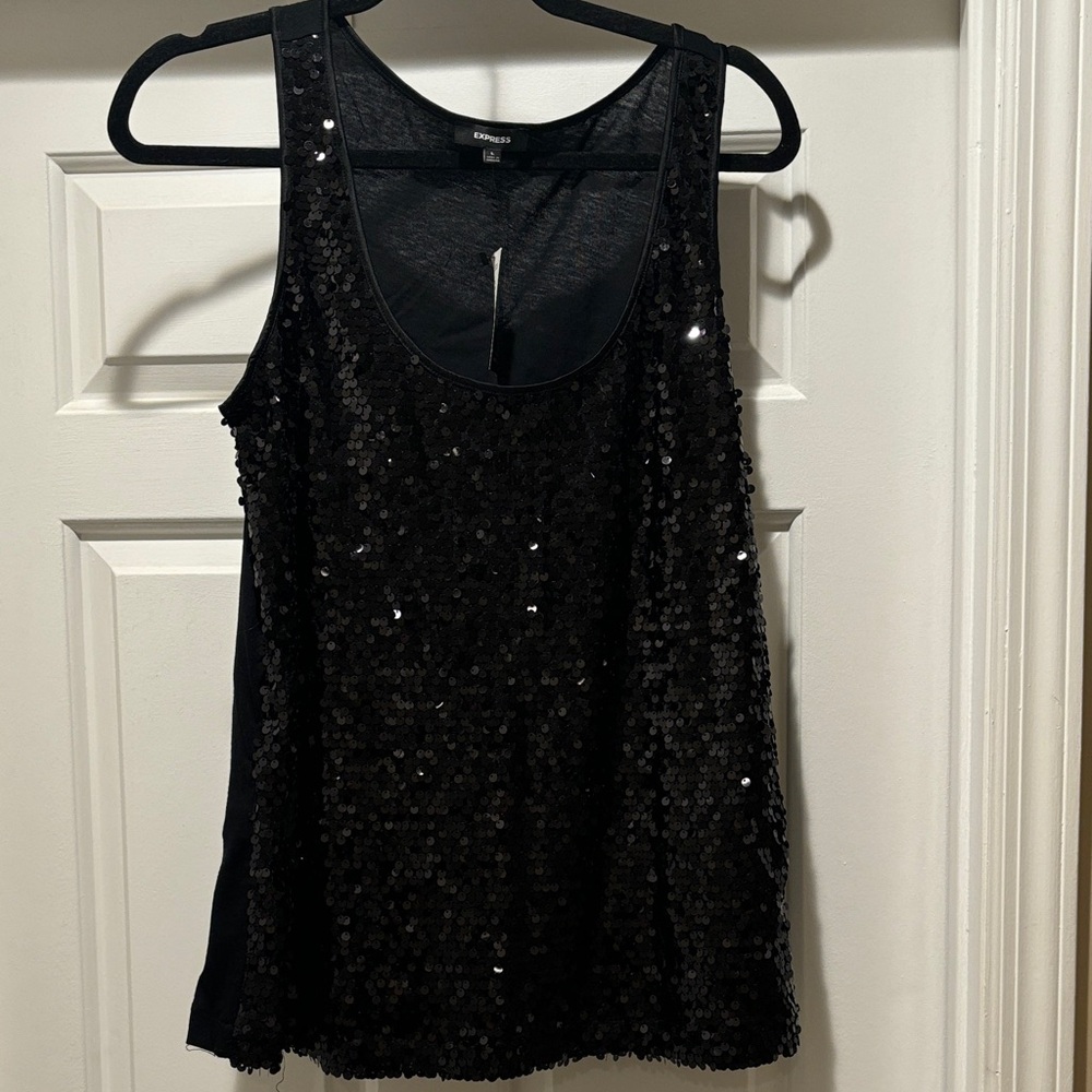 Express Black Sequin Top